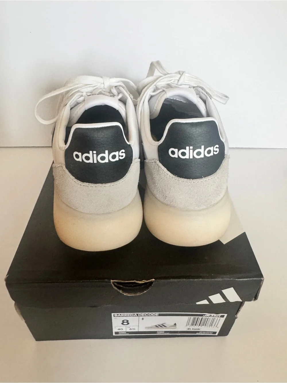 adidas White, Black & Light Gray Retro-Inspired Sneakers size 8